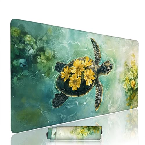 Mauspad Grün Mousepad xxl Schreibtisch Unterlage Gaming Zubehör Schildkröte Mousepad Groß 1400x600x3mm Desk mat Wasserdicht Anti Rutsch Rutschfeste Gummibasis für Office Laptop Computer Gamer w-1896 von Mxjoonbn