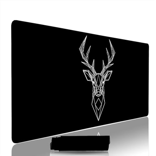 Mauspad Schwarz Mousepad xxl Schreibtisch Unterlage Gaming Zubehör Reh Mousepad Groß 900x500x3mm Desk mat Wasserdicht Anti Rutsch Rutschfeste Gummibasis für Office Laptop Computer PC Gamer w-1700 von Mxjoonbn