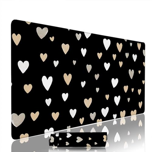 Mauspad xxl 500x250x3mm Schreibtischunterlage Gaming Mauspad Schwarz Gaming Zubehör Liebe Desk Mat Mauspads Groß mit Genähten Kanten, Nicht Rutschender Unterlage WassXerdicht, für Office PC w-2282 von Mxjoonbn