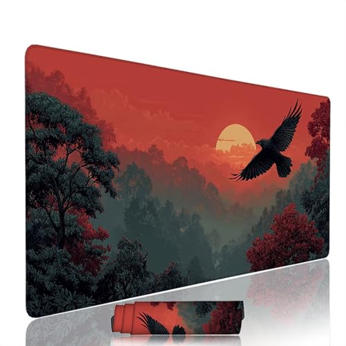 Mauspad xxl 900x500x3mm Schreibtischunterlage Gaming Mauspad Rot Gaming Zubehör Sonnenuntergang Desk Mat Mauspads Groß mit Genähten Kanten, Nicht Rutschender Unterlage WassXerdicht für Office PC w-8 von Mxjoonbn