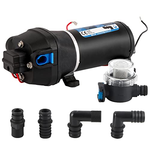 Mxmoonant 12V DC Automatische Wasserpumpe, druckpumpe, 40 Psi, 2.8 Bar, 130W, 17 Lpm/min, selbstansaugend, Überlastungsschutz, geräuscharm, für Wohnwagen, Boot, Waschen, Spritzen, Garten von Mxmoonant