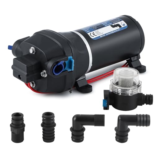 Mxmoonant 24V DC Automatische Wasserpumpe, druckpumpe, 40 Psi, 2.8 Bar, 130W, 17 Lpm/min, selbstansaugend, Überlastungsschutz, geräuscharm, für Wohnwagen, Boot, Waschen, Spritzen, Garten von Mxmoonant