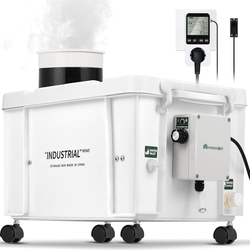 Mxmoonant Ultraschall Nebelmaschine, 10L/H DIY Luftbefeuchter Industriequalität, einstellbare Lautstärke, automatische Wasserzufuhr, mit Feuchtigkeitsschalter für Werkstatt, Gewächshaus, Bauernhof von Mxmoonant