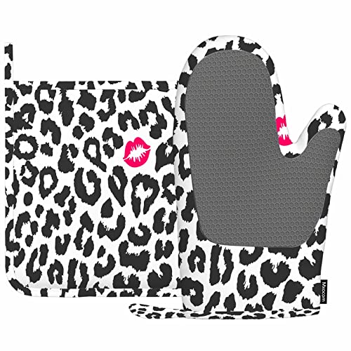 Mxocom Leopard Hitzebeständige Ofenhandschuhe und Topflappen Gepard Tierdruck mit Kussform Lippenstift Mark Dot Küche rutschfeste Kochen Mikrowelle Handschuhe zum Kochen Backen Grillen Mxocom Leopard Hitzebeständige Ofenhandschuhe und Topflappen Gepard Tierdruck mit Kussform Lippenstift Mark Dot Küche rutschfeste Kochen Mikrowelle Handschuhe zum Kochen Backen Grillen von Mxocom