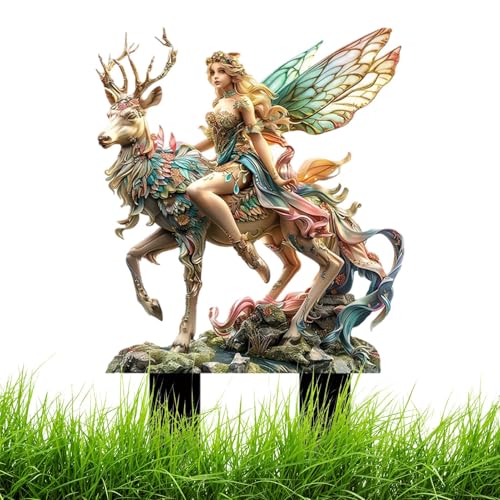 Fee Statue Gartendeko Ornament Miniatur Feen Figuren Blumentopf Pfähle Aus Acryl, Elfen Gartenfiguren Blumentopf Dekoration Für Drinnen Und Draußen, Dekorative Gartenkunst von Mxshc