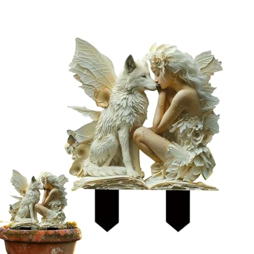 Fee Statue Gartendeko Ornament Miniatur Feen Figuren Blumentopf Pfähle Aus Acryl, Elfen Gartenfiguren Blumentopf Dekoration Für Drinnen Und Draußen, Dekorative Gartenkunst von Mxshc