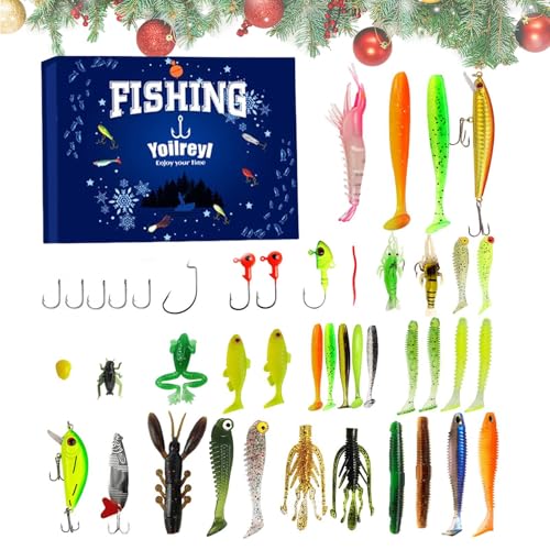 Mxshc Fischfang Adventskalender | Weihnachts Angelköder 24 Tage Countdown Kalender | Angelzubehör Köder für Süßwasser Salzwasser | Angler Enthusiasten Männer Teenager Großvater Ehemann Freund Vater Mxshc Fischfang Adventskalender | Weihnachts Angelköder 24 Tage Countdown Kalender | Angelzubehör Köder für Süßwasser Salzwasser | Angler Enthusiasten Männer Teenager Großvater Ehemann Freund Vater von Mxshc