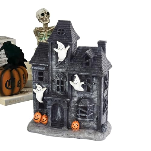 Mxshc Halloween,Beleuchtetes Geisterhaus für Partys und Feste - Halloween Deko Zimmer Dekoration Für Wohnzimmer Schlafzimmer Küche Tisch Bücherregal Indoor von Mxshc