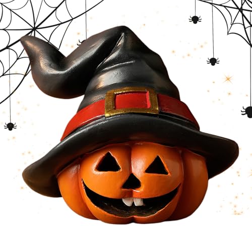 Mxshc Halloween-Kürbis- , Kürbis mit Hexenhut, Schreibtisch-Dekoration, Heimdekoration, Tischdekoration für Herbst, Partyzubehör, Kamin, Bücherregal, Schreibtisch, Hof, Bauernhaus, Garten von Mxshc