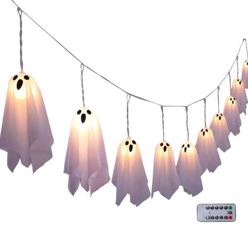 Mxshc Halloween Lichterkette - LED Lichterkette Mit Dekoration,10 Stück 8 Modi Beleuchtung Für Zuhause Garten Terrasse Wohnzimmer Schlafzimmer Party von Mxshc