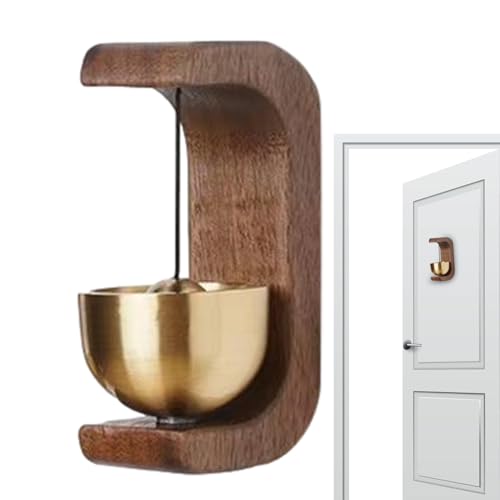 Mxshc Magnetische Türklingel | Natürliche Holz Geschäftstürklingel | Messing Türklingel mit Magnet und Klebebefestigung für Sicherheitsalarm geeignet für Zuhause Schiebetür Eisentür Restaurant und als von Mxshc