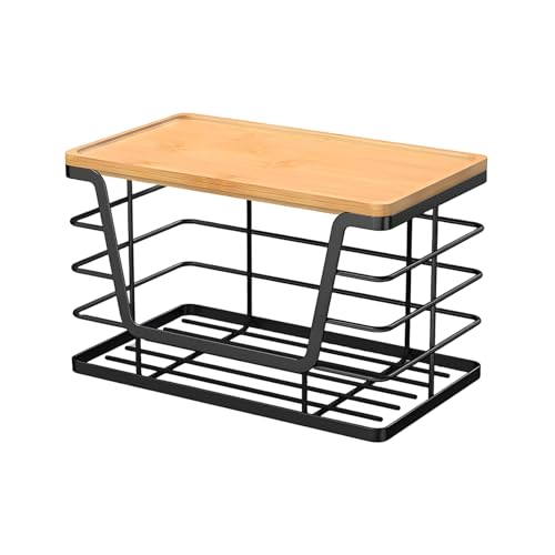 Mxshc Müllbeutelhalter, Wandorganizer Mit Holzplatte, Stapelbarer Mülltütenhalter Für Küche Bad Balkon Wohnbereich Unter Waschbecken von Mxshc