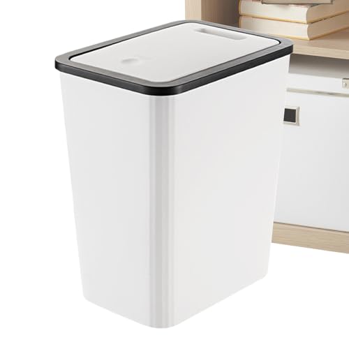 Mxshc Mülleimer Mit Deckel | Abfallbehälter | Recyclingbehälter Mit Druckverschluss 13L Moderner Slim Für Küche Wohnzimmer Schlafzimmer von Mxshc
