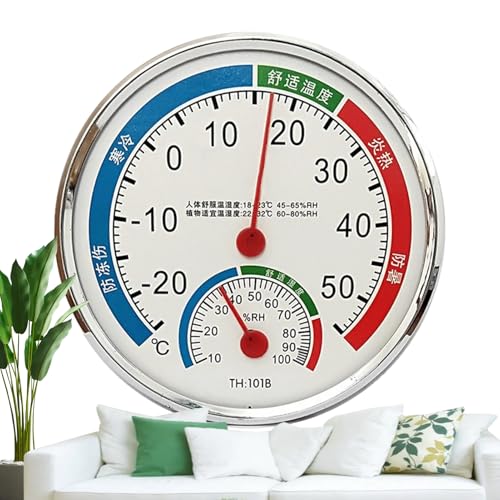Mxshc Temperatur- Und Luftfeuchtigkeitsmessgerät - Temperatur- und Luftfeuchtigkeitsmonitor - Batterieloses Analoges Messgerät Für Keller Badezimmer Aufbewahrungsraum Gewächshaus Pflanzenraum von Mxshc