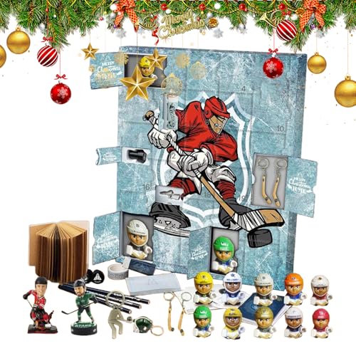 Mxshc Weihnachtscountdown Kalender | 24-Hockey-Figuren Adventskalender | Festliche Dekofigur Für Feiern Und Festtafel | Für Sportbegeisterte Tischdekoration von Mxshc