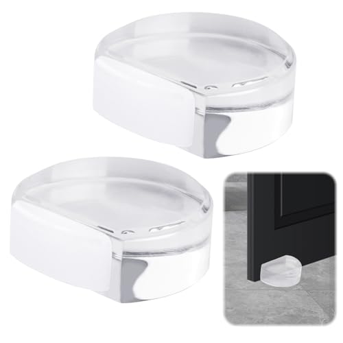 2 Stück Transparente Türstopper Boden Selbstklebend, Türstopper Boden Transparente, Kleben Bodentürstopper, Halbrunde Türpuffer für Alle Hartböden, Schützt Wände und Möbelv von MxyVrix