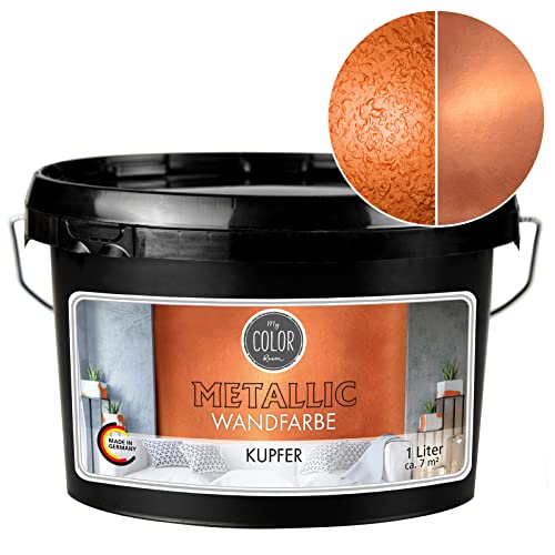 My COLOR Room Metallic Wandfarbe (1000 ml - Kupfer) Effekt- Kreativfarbe für Wandgestaltung mit Metallic-Optik für Innenbereich, Dekorationsfarbe Made in Germany von My COLOR Room
