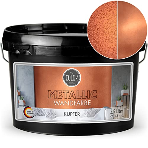 My COLOR Room Metallic Wandfarbe (2500 ml - Kupfer) Effekt- Kreativfarbe für Wandgestaltung mit Metallic-Optik für Innenbereich, Dekorationsfarbe Made in Germany von My COLOR Room