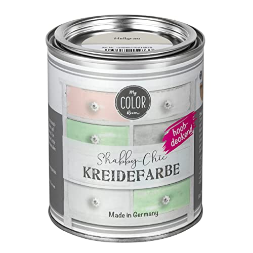 My COLOR Room Shabby Chic (Hellgrau - 750 ml) Kreidefarbe für Möbel im Innen- und Außenbereich - Kreidefarbe für Shabby Chic Farbe für Holz - Möbelfarbe In-/ Outdoor von My COLOR Room