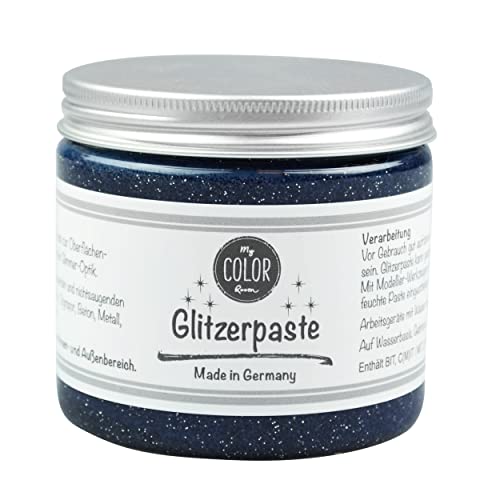 My COLOR Room Glitzer-Paste (Anthrazit, 190ml) Glitzerfarbe mit extra viel Glitter zum Basteln auf Wasserbasis, funkelnde Effekt-Paste - Farbe für Glas, Pappe, Leinwand, Holz, Ton. Made in Germany von My COLOR Room