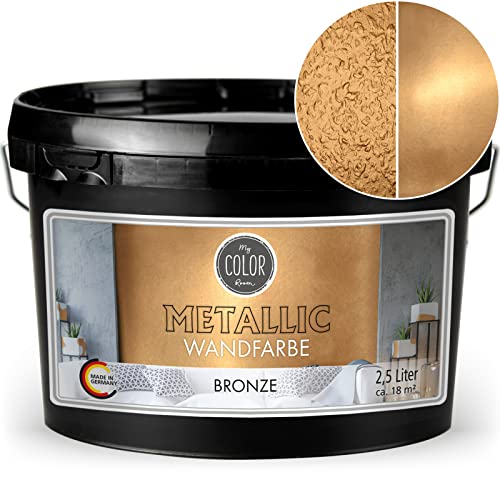 My COLOR Room Metallic Wandfarbe (2500 ml - Bronze) Effekt- Kreativfarbe für Wandgestaltung mit Metallic-Optik für Innenbereich, Dekorationsfarbe Made in Germany von My COLOR Room