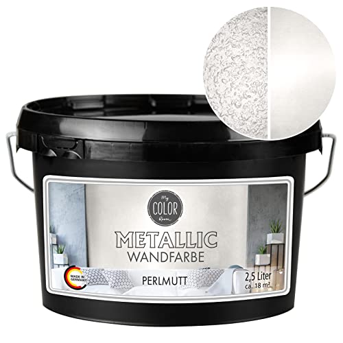 My COLOR Room Metallic Wandfarbe (2500 ml - Perlmutt) Effekt- Kreativfarbe für Wandgestaltung mit Metallic-Optik für Innenbereich, Dekorationsfarbe Made in Germany von My COLOR Room