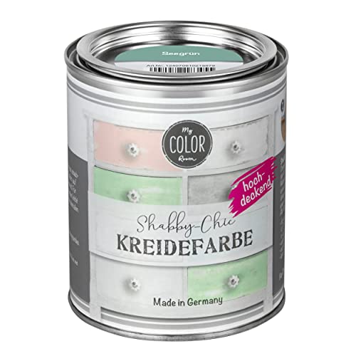 My COLOR Room Shabby Chic Kreidefarbe 750 ml - Seegrün - Küchenmöbellack und Möbelfarbe ohne Schleifen. Wasserbasiertes Chalk Paint, für Holz & mehr mit hoher Deckkraft u. schnell trocknend von My COLOR Room