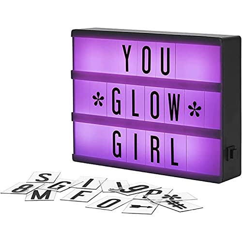 My Cinema Lightbox - Buchstaben Farbwechsel Lichtbox, 20x15cm - LED Marquee Lichtbox mit 100 Buchstaben - Leuchttafel Leuchtkasten light letters lef light box von My Cinema Lightbox