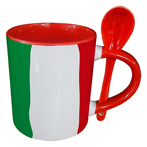My Custom Style Rote Tasse + Löffel #Flagge Italien # 325 ml von My Custom Style