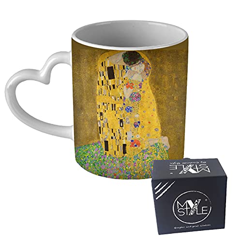 My Custom Style Tasse Herz Griff weiß#Kunst-Der Kuss Klimt#325ml von My Custom Style