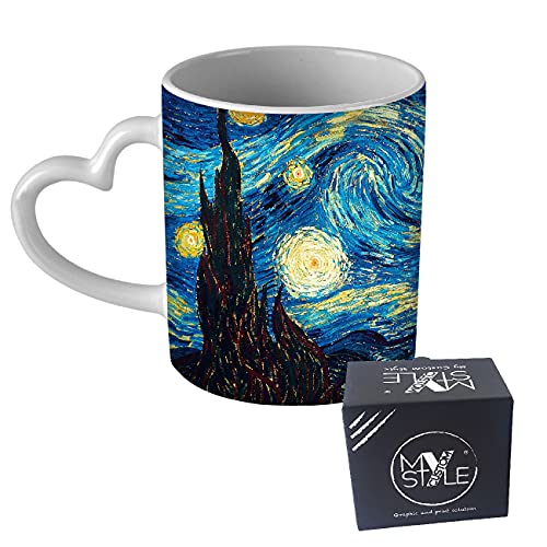 My Custom Style Tasse Herz Griff weiß #Kunst-Sternennacht Van Gogh#325ml von My Custom Style