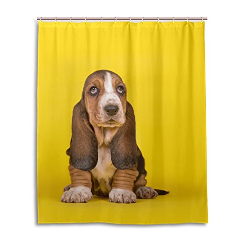 My Daily Basset Hound Welpe Hund Duschvorhang 152,4 x 182,9 cm Wasserdicht Polyester Dekoration Badezimmer Vorhang mit Haken von My Daily