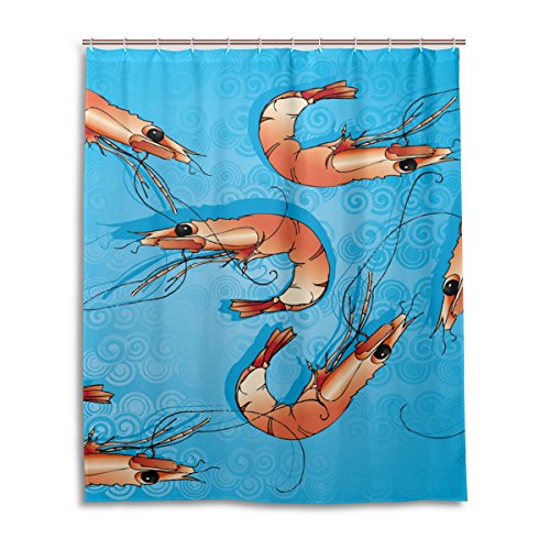 My Daily Shrimp in Waves Duschvorhang, 152,4 x 182,9 cm, wasserdicht, Polyester, Dekoration, Badezimmervorhang mit Haken von My Daily