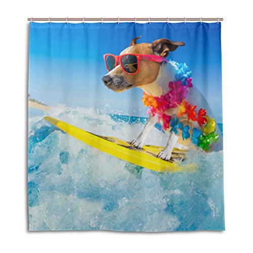 My Daily Surfing Jack Russel Hund Duschvorhang 167,6 x 182,9 cm wasserdichter Polyester Dekoration Badezimmer Vorhang mit Haken von My Daily