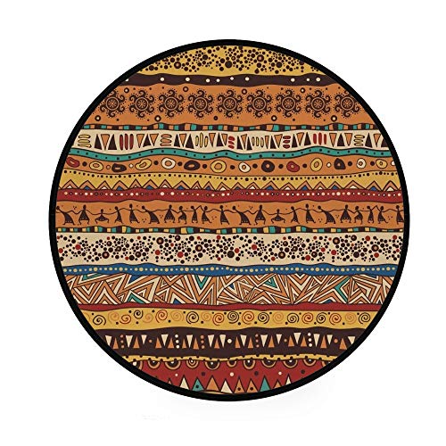 My Daily Teppich mit afrikanischen Ethnischen Tribal-Streifen, Vintage, rund, für Wohnzimmer, Schlafzimmer, Kinder, Spielteppich, Polyester, Yoga, Bodenmatte, 152 cm Durchmesser von My Daily