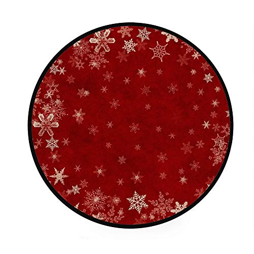 My Daily Weihnachtliche Schneeflocken, Vintage-Teppich, rund, für Wohnzimmer, Schlafzimmer, Kinder, Spielteppich, Polyester, Yoga-Bodenmatte, 91 cm Durchmesser von My Daily