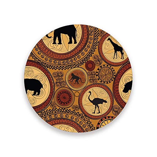 Saugfähige Untersetzer für Getränke 4er Set, afrikanische Tiere Tribal Runde Keramik Steinuntersetzer mit Korkboden für Holztisch, Einweihungsgeschenk von My Daily