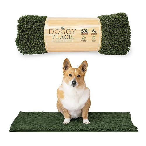 My Doggy Place Hundematte aus Mikrofaser für schlammige Pfoten, 31 x 20 Schnittlauch - Saugfähige und schnelltrocknende Hundepfotenreinigungsmatte, waschmaschinen- und trocknergeeignet, rutschfeste von My Doggy Place