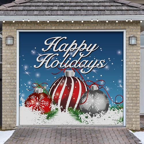 Garagentor-Banner mit bezaubernden Ornamenten im Schnee, 2,1 m x 2,4 m, magische Weihnachtsdekoration Garagentor-Banner mit bezaubernden Ornamenten im Schnee, 2,1 m x 2,4 m, magische Weihnachtsdekoration von My Door Decor
