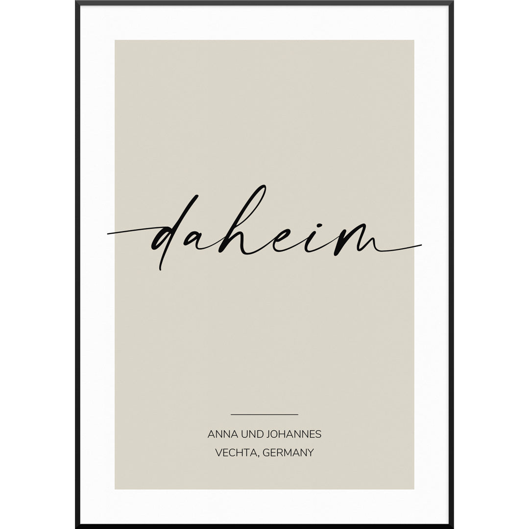 Daheim Poster, 50 x 70 cm von My Fam Poster I Individuelle Familienposter