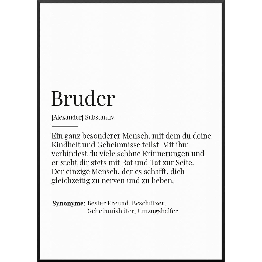 Personalisiertes Poster "Definition Bruder Poster" | Geschenk für Bruder | Geschenkidee für Bruder, 20 x 30 cm von My Fam Poster I Individuelle Familienposter