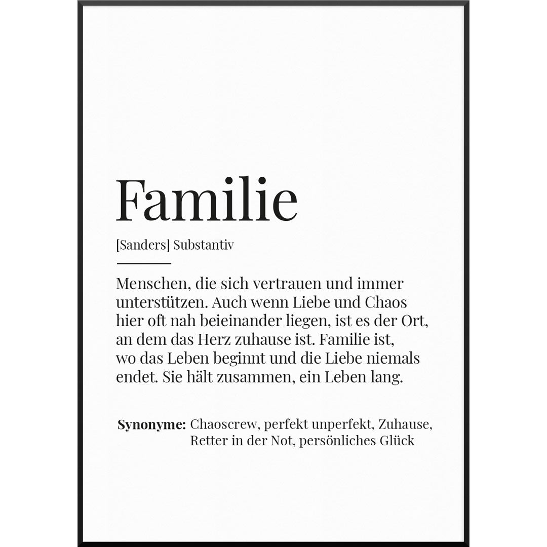 Personalisiertes Fotoposter "Definition Familie Poster" | Wanddekoration | Personalisierte Geschenkidee, 20 x 30 cm von My Fam Poster I Individuelle Familienposter