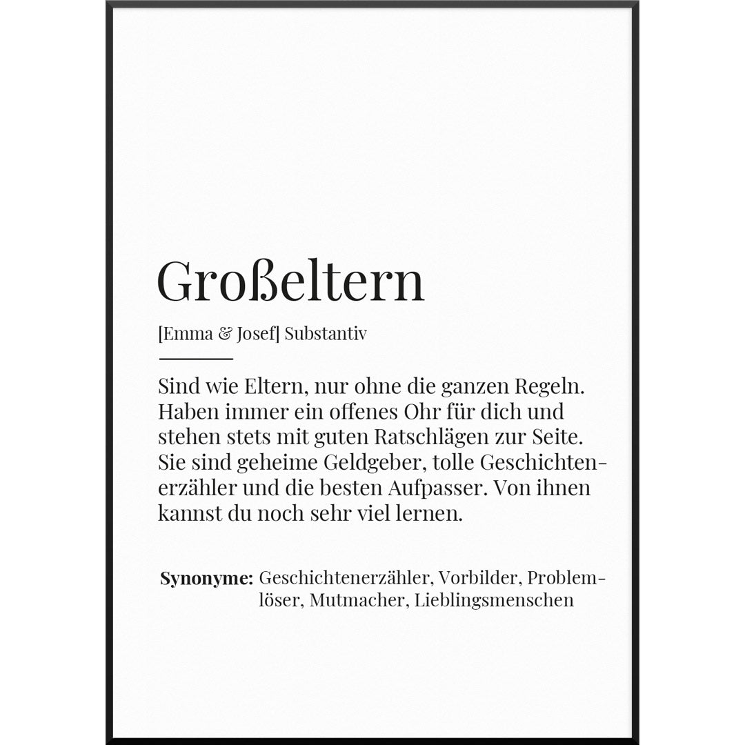 Definition Großeltern Poster, 30 x 40 cm von My Fam Poster I Individuelle Familienposter