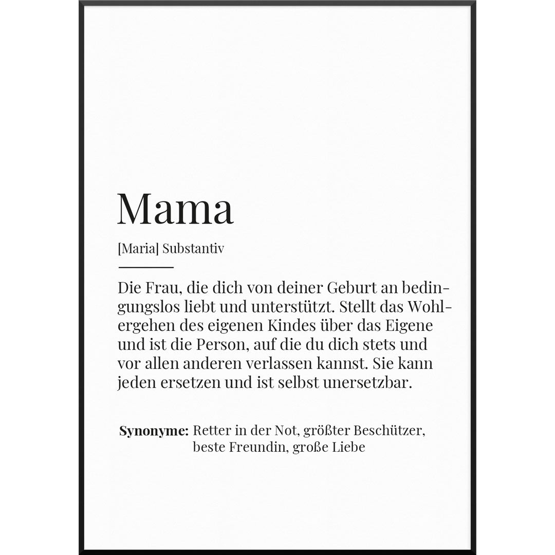 Personalisiertes Poster "Definition Mama Poster" | Geschenk für Mama | besonderes Muttertagsgeschenk, 30 x 40 cm von My Fam Poster I Individuelle Familienposter