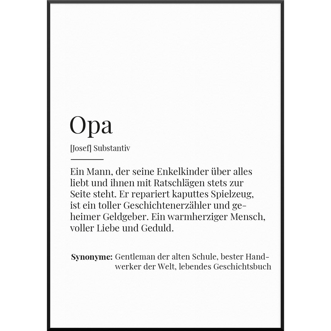 Personalisiertes Poster "Definition Opa Poster" | Geschenk für Opa | Geschenkidee für Opa, 50 x 70 cm von My Fam Poster I Individuelle Familienposter
