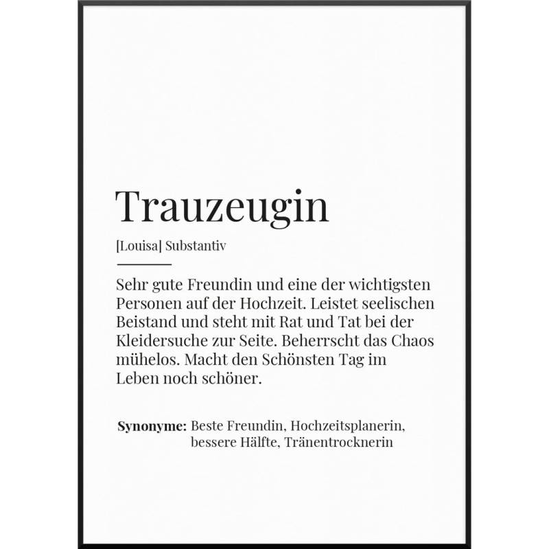 Definition Trauzeugin Poster, 20 x 30 cm von My Fam Poster I Individuelle Familienposter