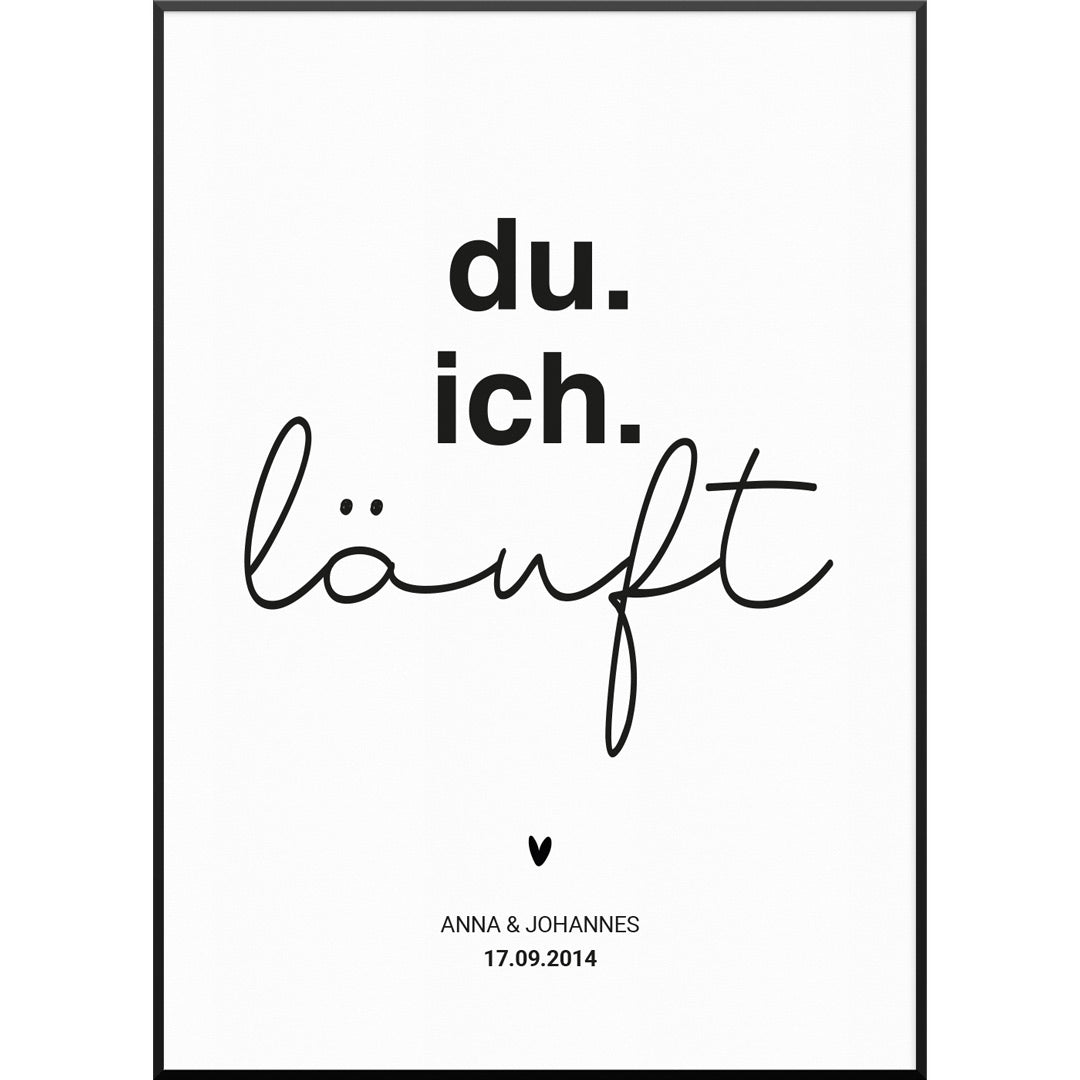 Personalisiertes Poster "Du Ich Läuft Poster" | Wanddekoration | Personalisierte Geschenkidee, 30 x 40 cm Personalisiertes Poster "Du Ich Läuft Poster" | Wanddekoration | Personalisierte Geschenkidee, 30 x 40 cm von My Fam Poster I Individuelle Familienposter