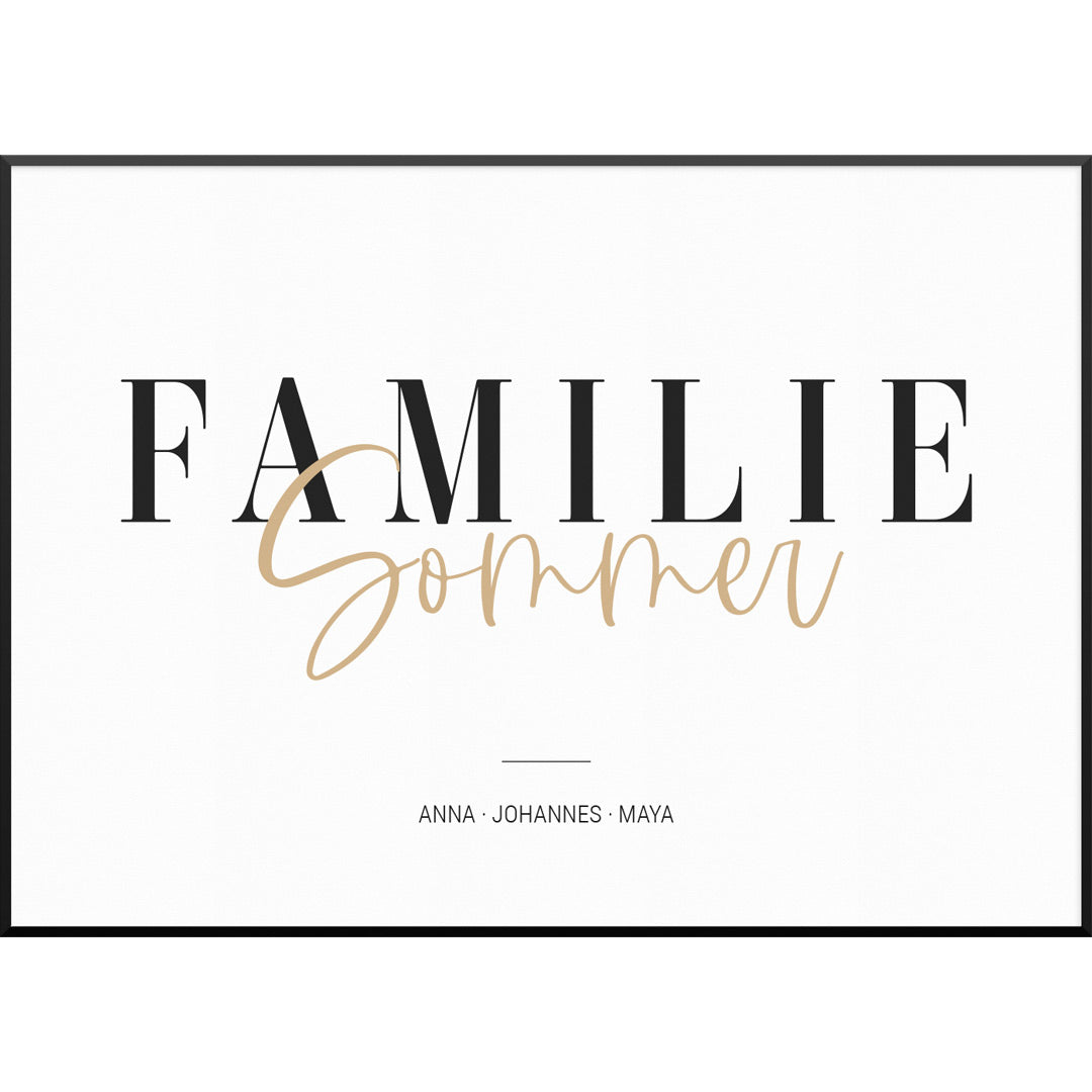 Personalisiertes Poster "Elegant Family Poster" | Wanddekoration | Personalisierte Geschenkidee, 30 x 40 cm von My Fam Poster I Individuelle Familienposter