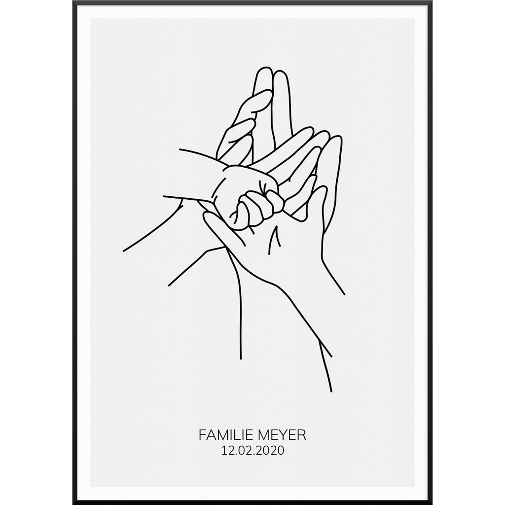 Personalisiertes Poster "Family Hands No2 Poster" | Wanddekoration | Personalisierte Geschenkidee, 30 x 40 cm von My Fam Poster I Individuelle Familienposter