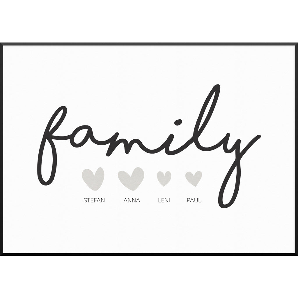 Personalisiertes Poster "Family Hearts Poster" | Wanddekoration | Personalisierte Geschenkidee, 20 x 30 cm von My Fam Poster I Individuelle Familienposter